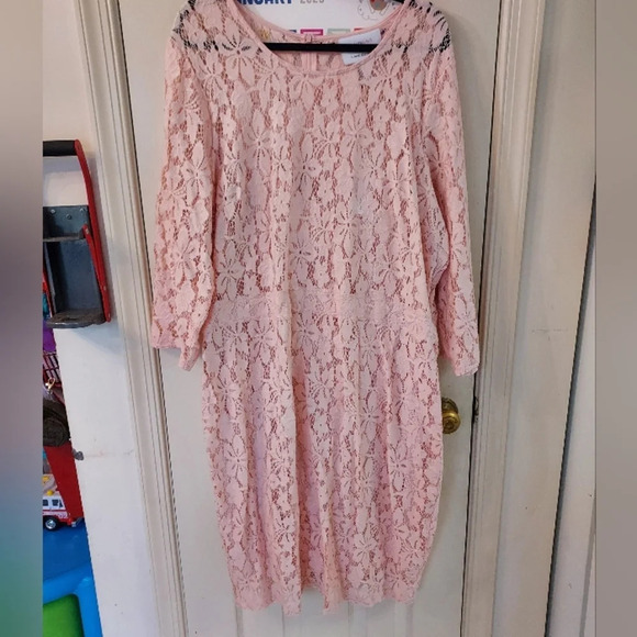 NWT Beautifcurve X Lane Bryant Pink Lace Sheath Dress in Size 24 - Picture 3 of 13